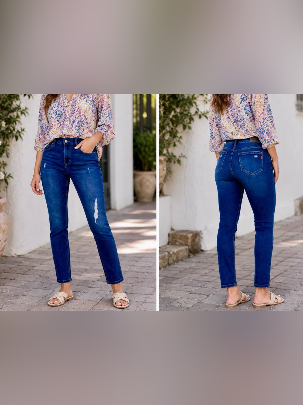 1822 Denim Women's Blue Distressed Skinny Jeans